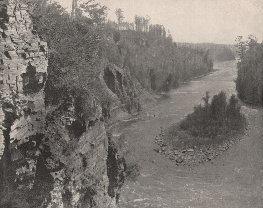 Kaministiquia River downstream of Kakabeka Falls, Ontario 1895 old print